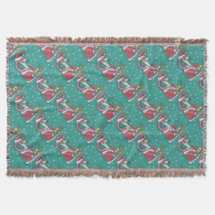 Hot Pink Santa CHRISTMAS FLAMINGO HOLIDAY GIFTWARE Throw Blanket