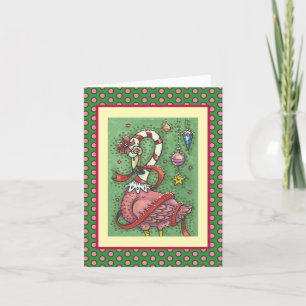HOT PINK SANTA FLAMINGO CHRISTMAS GREETING CARD V