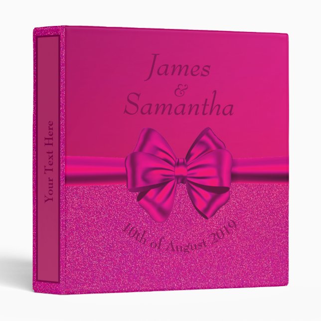 Hot Pink Satin Bow – Planner/Photo Album Binder (Front/Spine)