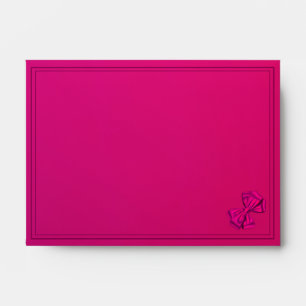 Hot Pink Satin Bow - Wedding Invitation Envelope