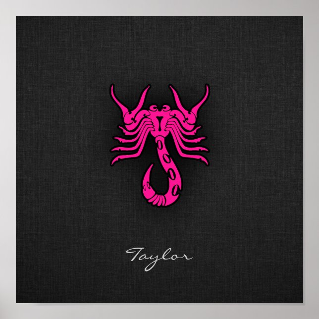 Hot Pink Scorpio Scorpion Zodiac Sign (Front)