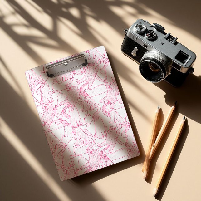 Hot Pink Scribble Cats – modern cute Pattern Clipboard (Creator Uploaded)