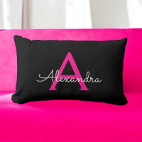 Hot Pink Script Girly Monogram Name