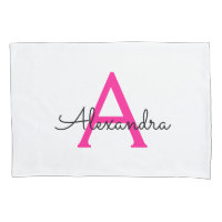 Hot Pink Script Girly Monogram Name