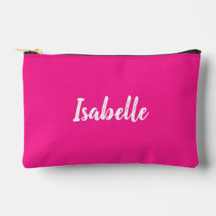 Hot pink script monogram accessory pouch