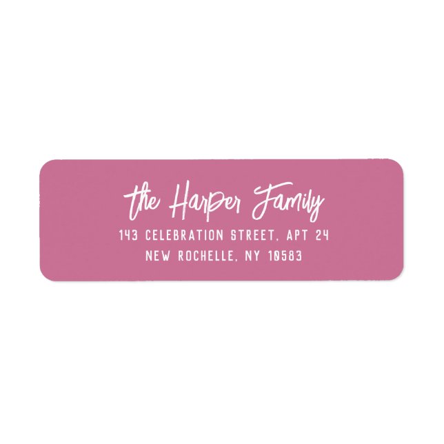 Hot Pink Script Personalized Return Address (Front)