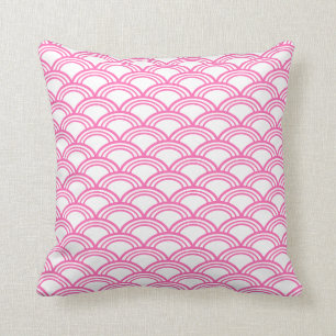 Hot Pink Seigaiha Pattern Throw Pillow