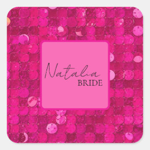 Hot Pink Sequin Square Sticker