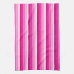 Hot pink shadow stripes kitchen towel