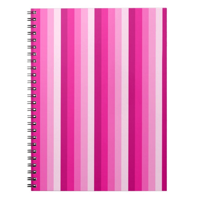 Hot pink shadow stripes notebook (Front)