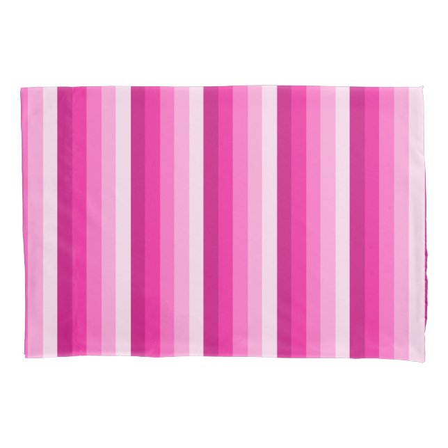 Hot pink shadow stripes pillowcase (Front)