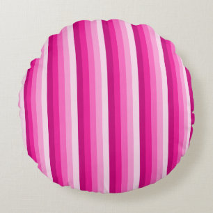Hot pink shadow stripes round pillow