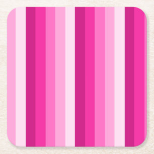 Hot pink shadow stripes square paper coaster
