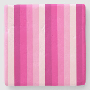 Hot pink shadow stripes stone coaster