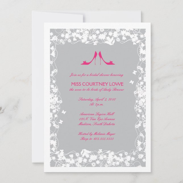 Hot Pink Shoes Bridal Shower Invitation (Front)