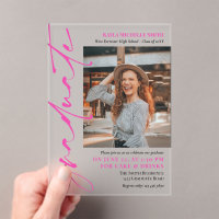 Hot Pink Signature Script Photo Graduation Party
