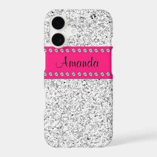 Hot Pink & Silver Glitter BLING iPhone 7 case