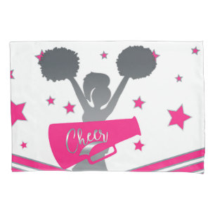 Hot Pink & Silver Stars Cheer Cheer-leading Girls Pillowcase