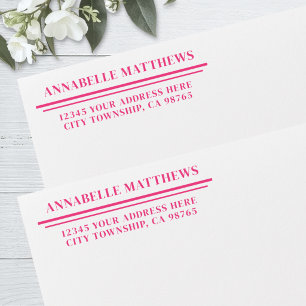 Hot Pink Simple Minimalist Return Address Envelope