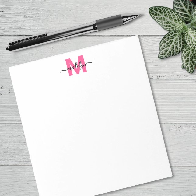 Hot Pink Simple Monogram Notepad (Hot Pink Simple Monogram Notepad)