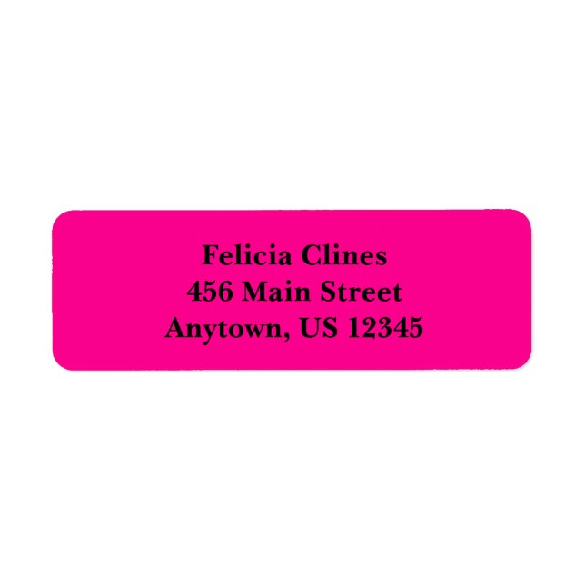 Hot Pink Simple Plain Return Address Labels (Front)