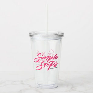 Hot Pink Simple Steps Quote Modern Calligraphy Acrylic Tumbler