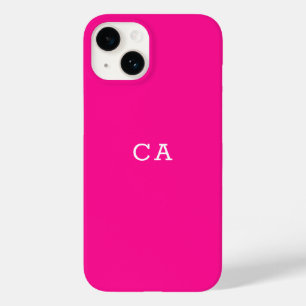 Hot Pink Simple Stylish Monogram Case-Mate iPhone 14 Case