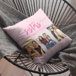 Hot Pink Sisters 3 Photo Collage Keepsake Gift Throw Pillow<br><div class="desc">Celebrate sisterhood with the Hot Pink Sisters 3 Photo Collage Keepsake Gift Throw Pillow. This personalized pillow features a vibrant hot pink design and a beautifully arranged collage of three cherished photos, capturing unforgettable moments shared between sisters. Crafted from high-quality materials, it adds a stylish and sentimental touch to any...</div>