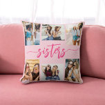 Hot Pink Sisters 6 Photo Collage Keepsake Gift Throw Pillow<br><div class="desc">Capture the bond of sisterhood with the Hot Pink Sisters 6 Photo Collage Keepsake Gift Throw Pillow. This personalized pillow features a vibrant hot pink design and a beautifully arranged collage of six cherished photos, celebrating unforgettable moments between sisters. Crafted from high-quality materials, it adds a stylish and sentimental touch...</div>