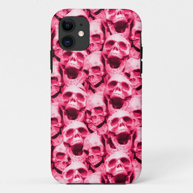 Hot Pink Skulls Case-Mate iPhone Case (Back)