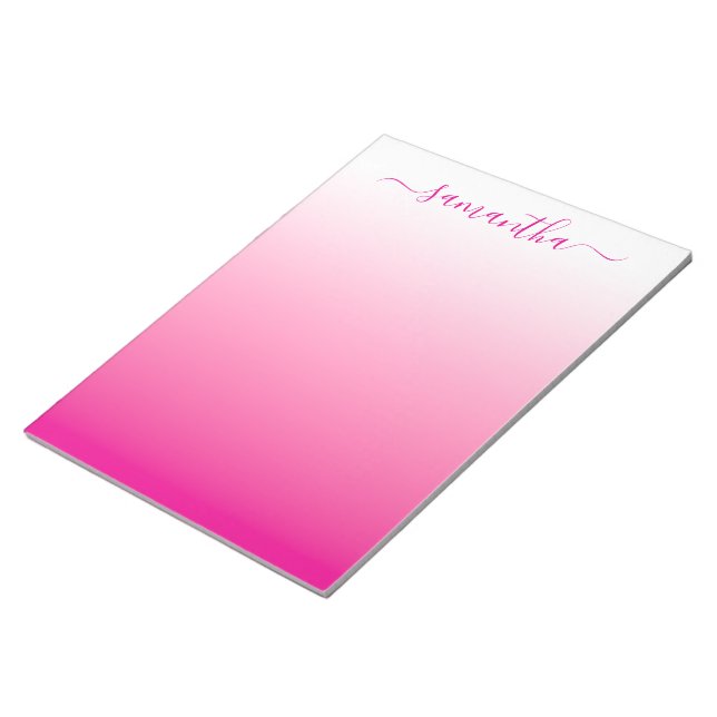 Hot Pink Smooth Gradient Girly Signature Notepad (Angled)
