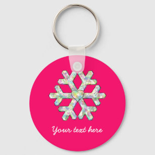 Hot Pink Snowflake Pink Christmas Keychain