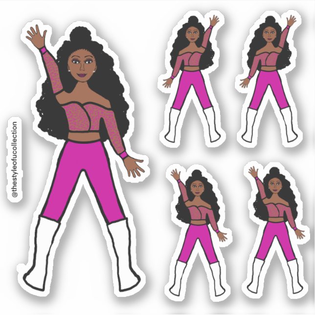 Hot Pink Spark  Dancer Stickers #1 (Front)