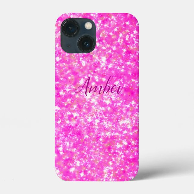 Hot Pink Sparkle Glitter Elegant Personalized Case-Mate iPhone Case (Back)