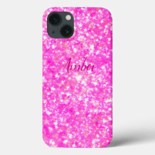 Hot Pink Sparkle Glitter Elegant Personalized iPhone 13 Case
