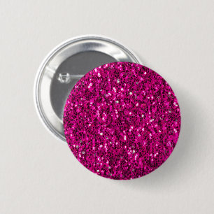 Hot pink sparkles faux glitter 2 inch round button