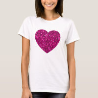 Hot pink sparkles faux glitter heart
