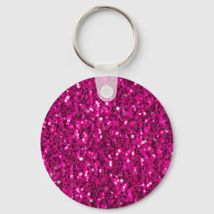 Hot pink sparkles faux glitter keychain