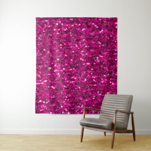 Hot pink sparkles faux glitter tapestry