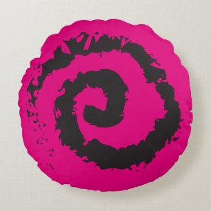 HOT PINK SPIRAL Round Throw Pillow