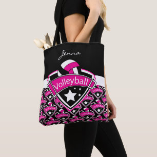 Hot Pink Sport Volleyball   DIY Text Tote Bag