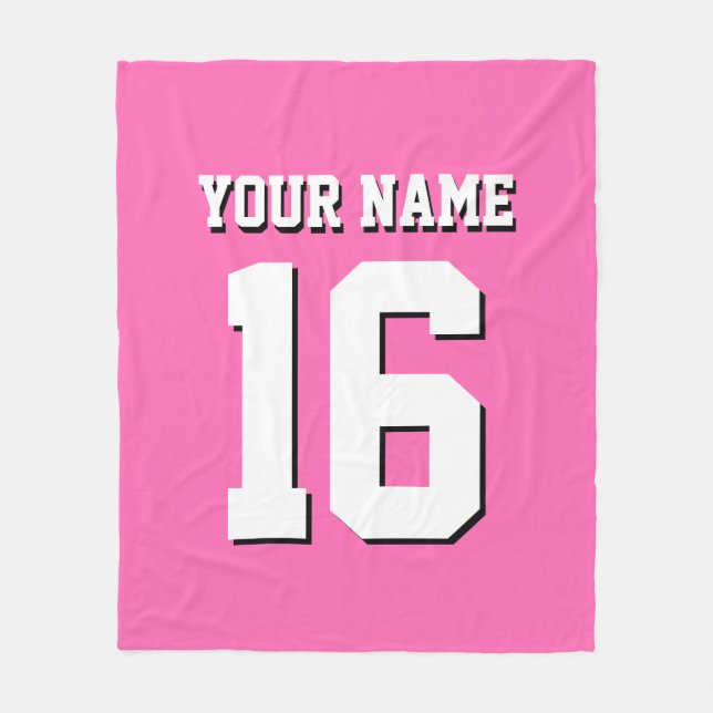 Hot Pink Sporty Team Jersey Fleece Blanket (Front)