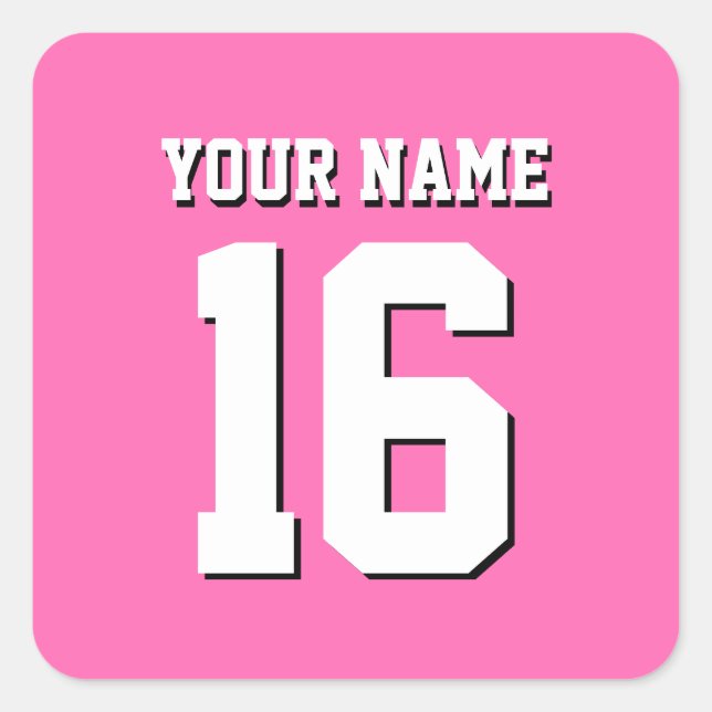 Hot Pink Sporty Team Jersey Square Sticker (Front)