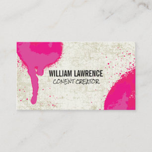 Hot Pink Spray Paint   Grungy Background Artistic Business Card