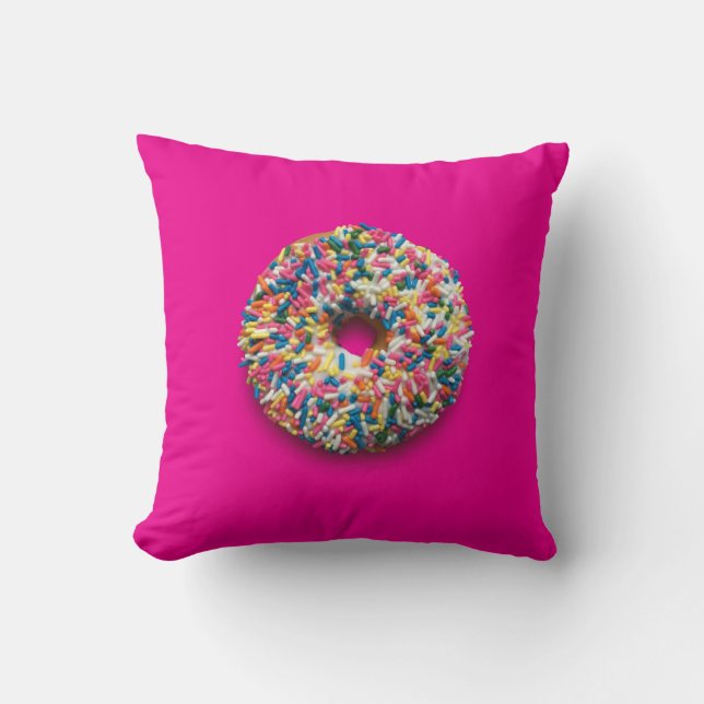 Hot Pink square doughnut throw pillow (Front)