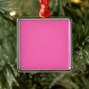 Hot Pink Square Metal Ornament
