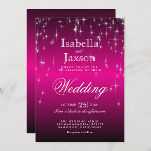Hot Pink Star Lights Wedding Invitation