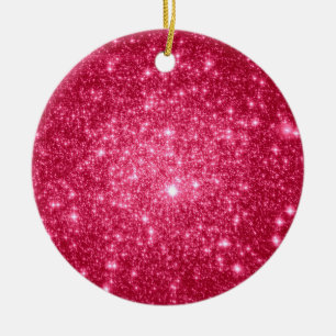 Hot Pink Stars Ceramic Ornament