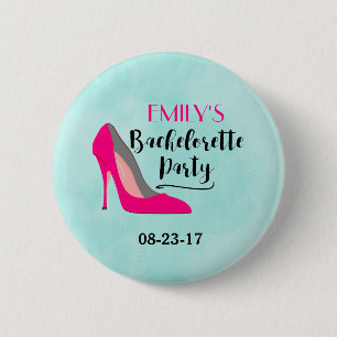 Hot Pink Stiletto High Heel Bachelorette Party 2 Inch Round Button