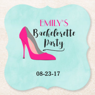 Hot Pink Stiletto High Heel Bachelorette Party Paper Coaster